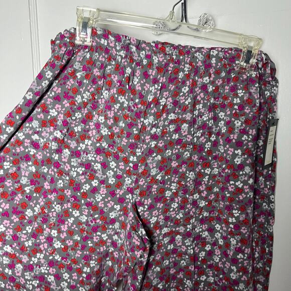 DKNY Women's Pink Ditsy Floral Stretch Wide Leg Pedal Pusher Pull On Pants M NEW - Picture 4 of 9